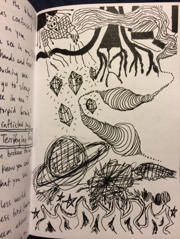 Milagres' members created a handwritten lyric book with drawings created through a method known as "Exquisite corpse," where each collaborator adds to the drawing,, but is allowed to see only the end of what the previous person contributed.